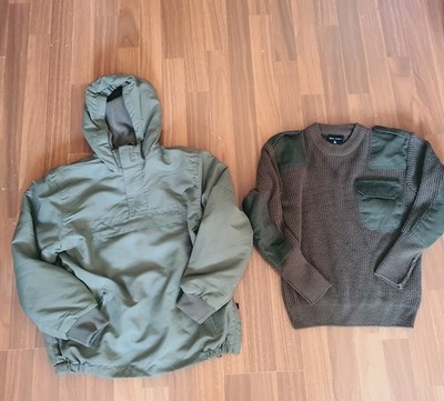 Jungen, Brandit Windbreaker gefüttert 146/152 + mil-tec Pullover 140, oliv grün