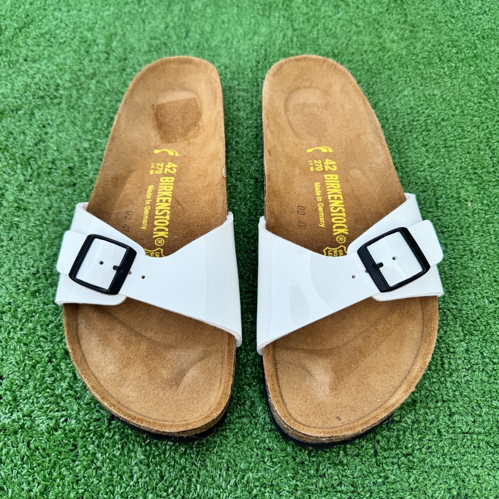 Sandalias Birkenstock Madrid Mujer 42 Blanco Charol Slides Hebilla Alemania