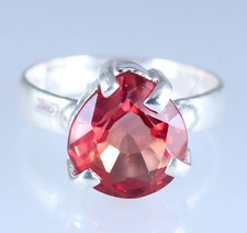 Natural Padparadscha Orange Sapphire 9 Ct Pear Gemstone Ring Valentine Day Gift