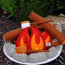 Felt Campfire Playset Kids Sensory Play Camping Toy Plush Fire Logs Stones