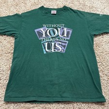 Vintage Oneita Power-T US Bank Graphic T-Shirt Green Mens Large Made in USA 90s