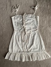 PrettyLittleThing PLT bridal wedding white lace up corset style grill slip dress
