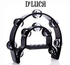 D'Luca 9 Inches Double Cutaway Half Moon Tambourine Black