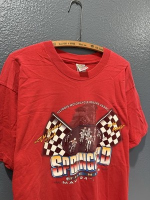 Vintage 1998 Camel Pro Springfield Mile Motorcycle Racing Red Tee Shirt XL