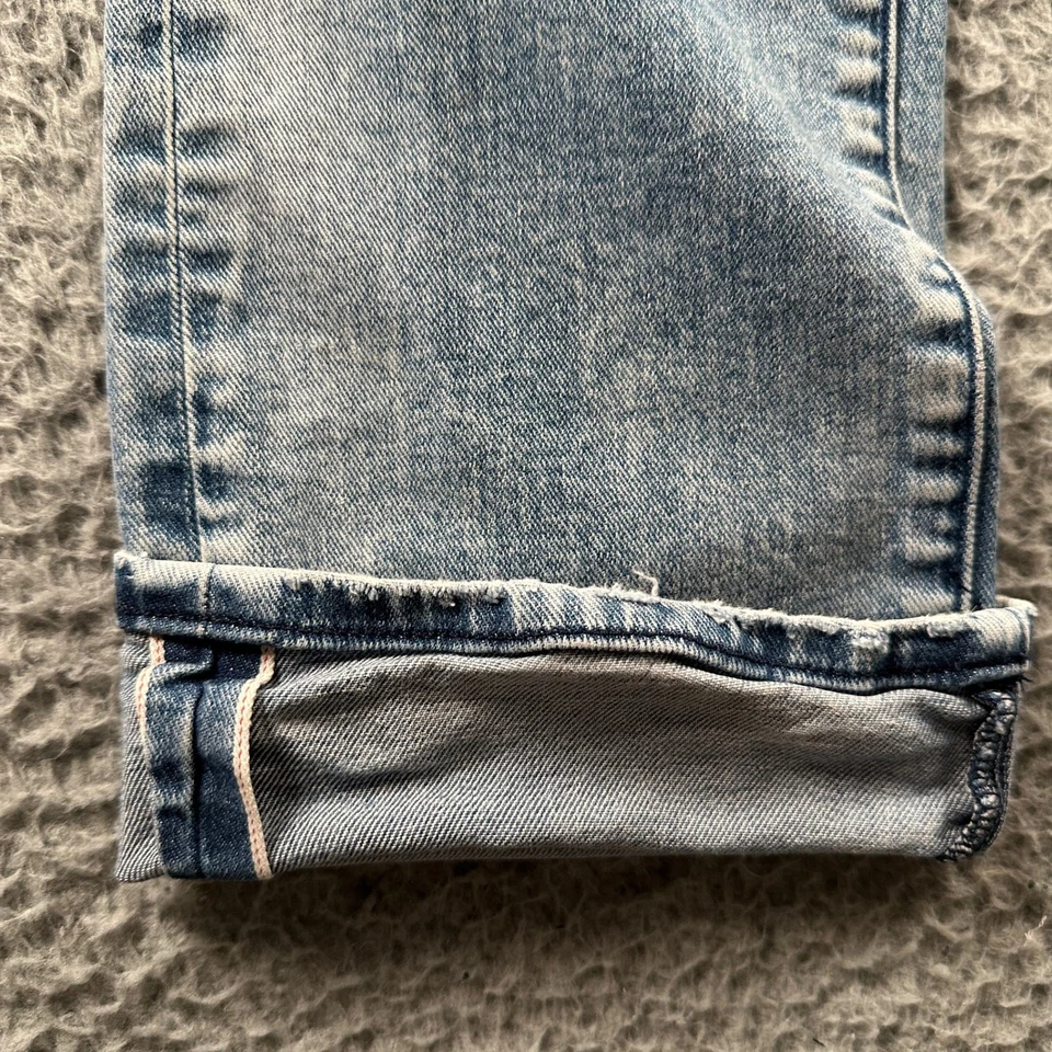 John Varvatos Wight Jeans Mens 36 Light Wash Skinny Distressed Knee Selvedge - Image 2 of 4