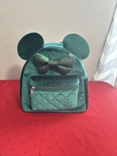 Disney Minnie Mouse Velvet 3D Ears  Bow Green Mini Backpack Brand New NWT