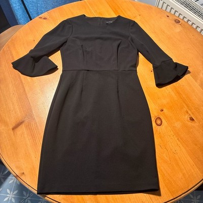 Donna Morgan schwarzes Midikleid geriffelte Ärmel UK10 US6 EU36