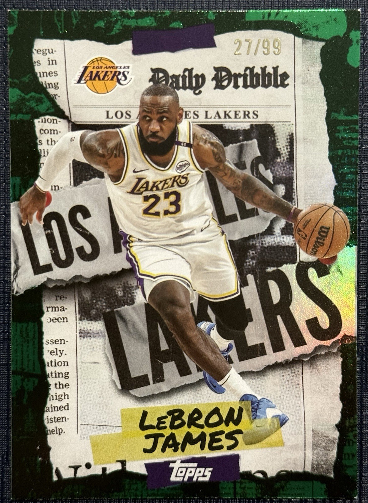 2025-26 Topps #DD-1 LeBron James The Daily Dribble Green Rainbow #/99