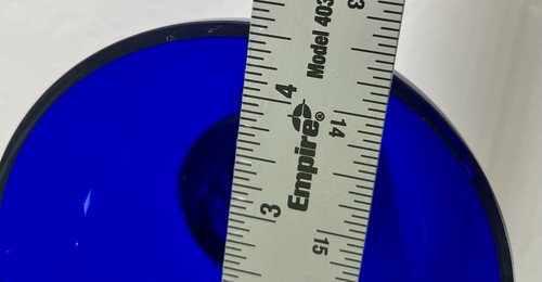 Krosno Poland Cobalt Blue Glass Crystal Candleholder Bubble Base - Picture 5 of 6