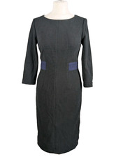 Boden Size 10R Black Blue Cotton Blend Work Pencil Dress