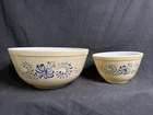 Lot of 2 Vintage Pyrex Homestead Blue Flowers Mixing Bowls 401 & 403