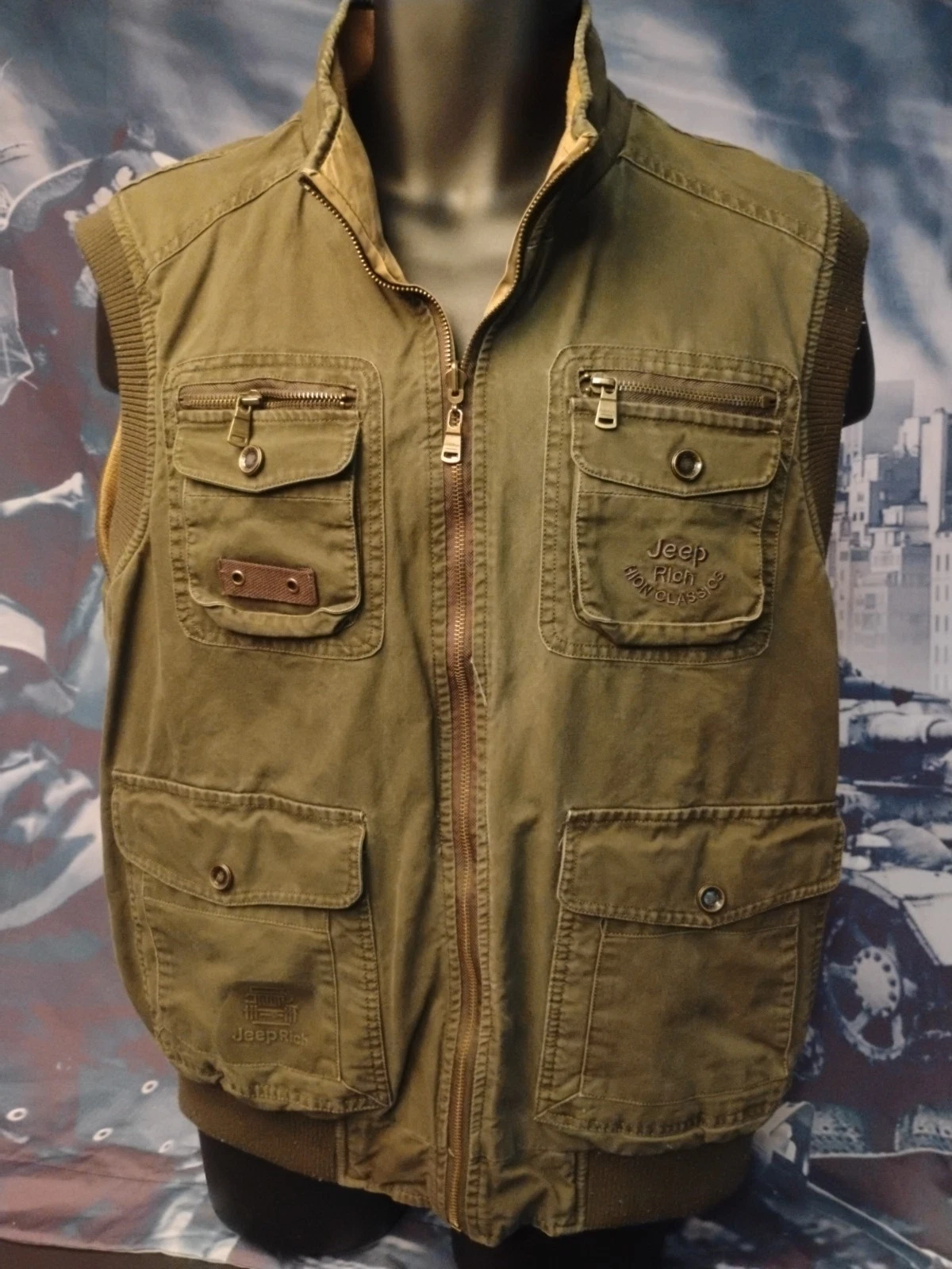 Men’s Jeep Rich Medium Full Zip Reversible Vest Fly Fishing Reversible Hunting