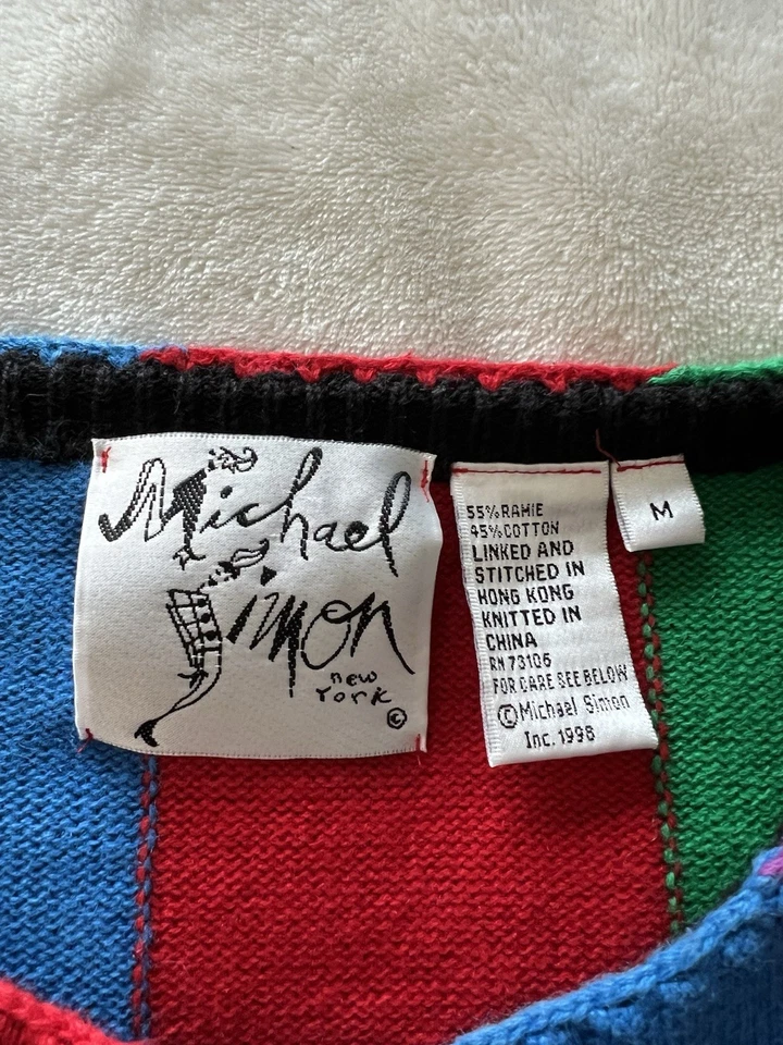 VTG MICHAEL SIMON NEW YORK Women’s M CHRISTMAS SWEATER CARDIGAN 1998 - Image 4 of 4