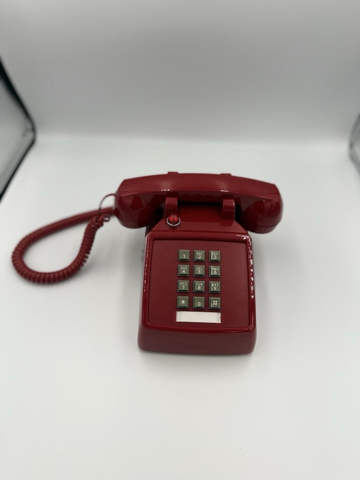 MCM RED LIGHT Dual Line Data Push Button Phone 1970s Vintage Columbo ...