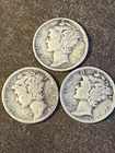 3-Silver 1943 Mercury Dime Lot