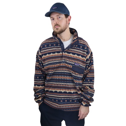 Patagonia Aztec Synchilla Snap-T Fleece Pullover Jacket Mens L Vtg Cottage Isle