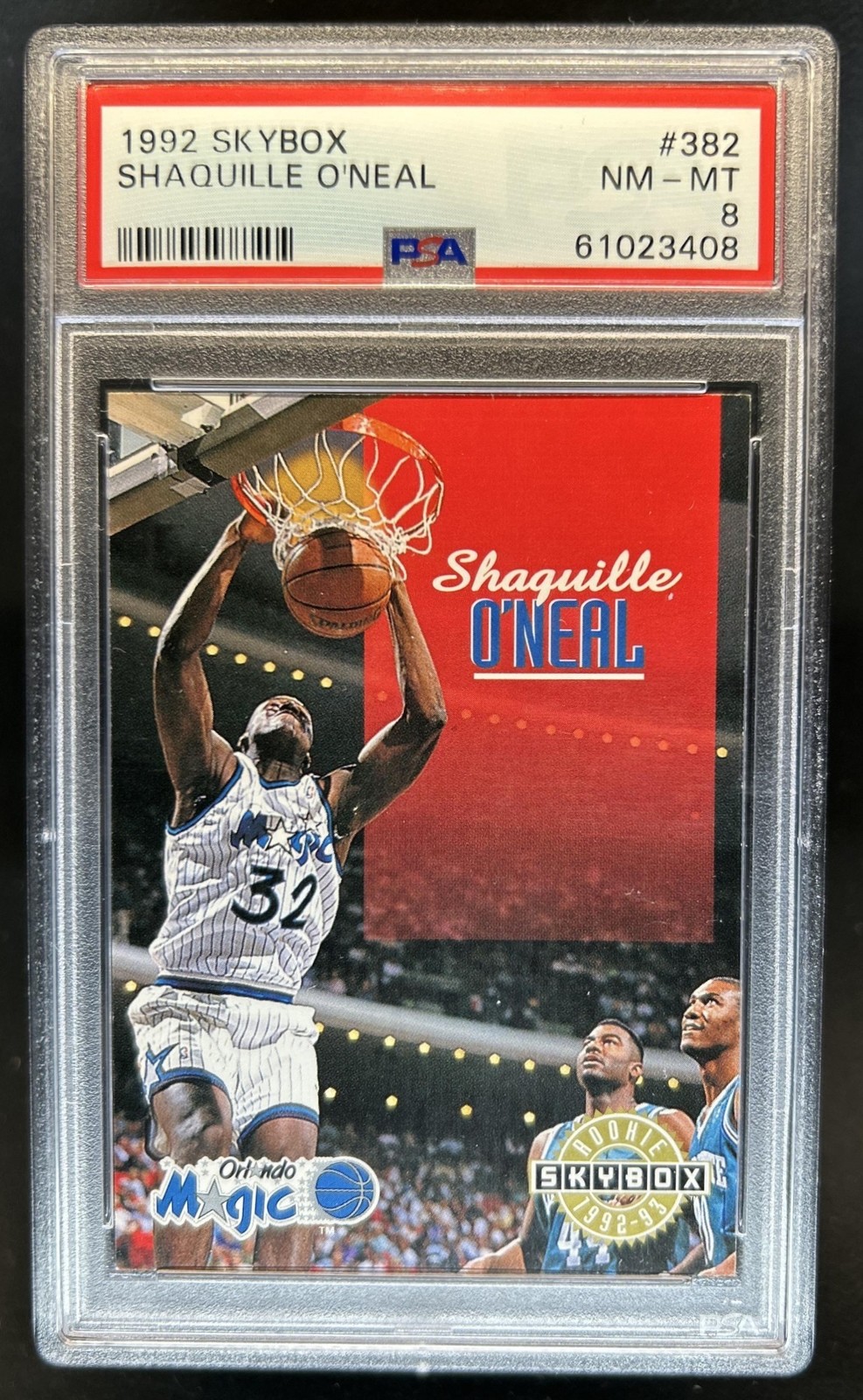 1992-93 Skybox Shaquille O'Neal Rookie RC #382 Magic PSA 8