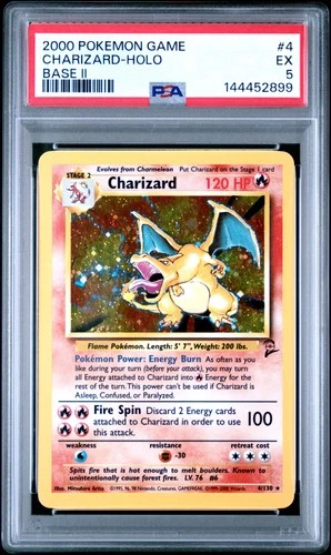 2000 POKEMON BASE SET 2 #4 CHARIZARD-HOLO PSA 5