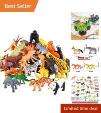 54-Piece Jungle Animals Playset - Realistic Vinyl Toys for Kids' Learning Fun