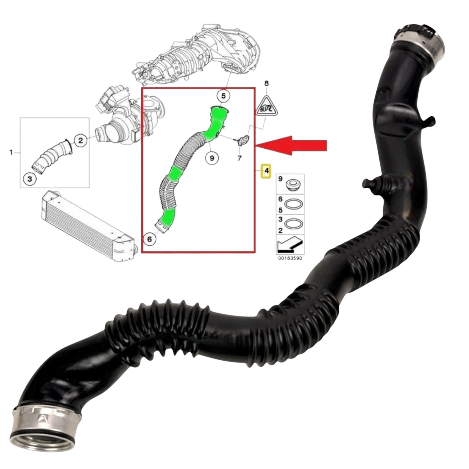 Durite turbo compatible avec BMW X3 E83 2.0d durite de suralimentation 11613448467