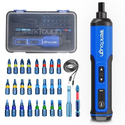 Werktough 4V Mini Electric Cordless Screwdriver with 3-Gear Torque 5Nm Power ...