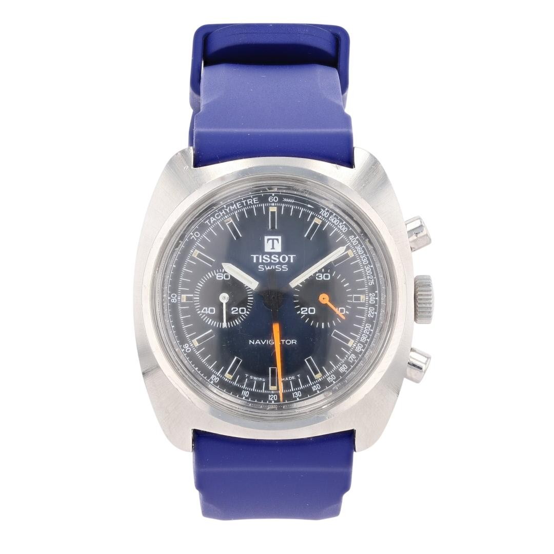 Tissot Navigator Black Dial Wind-Up Stainless Steel Rubber Strap Men's Watch