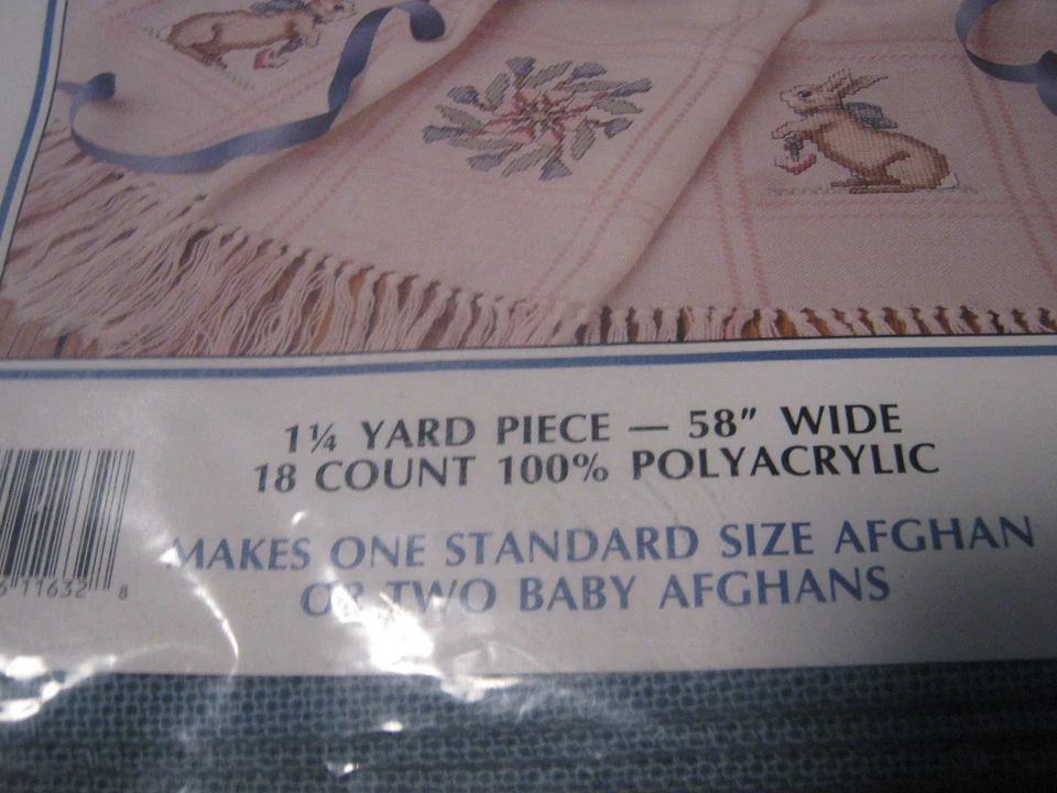 Leisure Arts Anne Cloth Afghan 18 Count Antique Blue 1-1/4 Yard X 58 NEW - Image 3 of 3