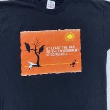 Vintage Environment Graphic Shirt Mens M/L Black Nature Anti War Satire 90s