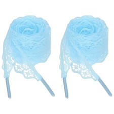 2Pairs Flat Laces Shoelaces, 2.2CM Wide 120CM Length Lacy Shoe Laces, Blue