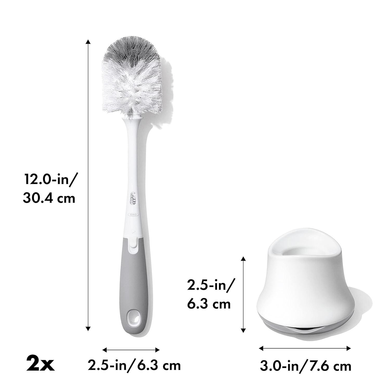  Tot Bottle Brush with Nipple Cleaner and Stand &ndash; Gray, 2-Pack
