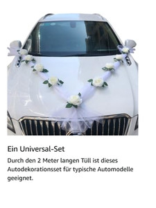 hochzeit schmuck auto，Autoschmuck Braut Paar Rose Deko