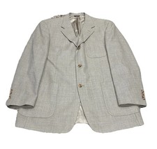 Bill Blass Men’s 100% Wool Sport Coat Beige 3 Button Size Made In USA Sz 43 Long