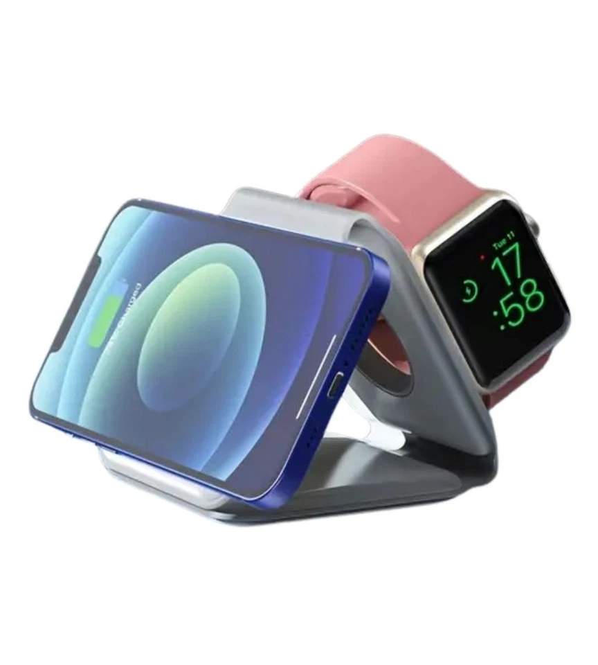 Caricabatteria Portatile Wireless 3 in 1 Qi Fast Magnetico Airpod Watch Iphone  - Immagine 3 di 4