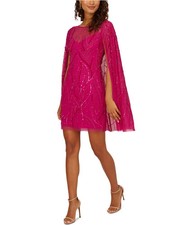 Adrianna Papell Womens Illusion Sheath Dress, brghtpink, 4
