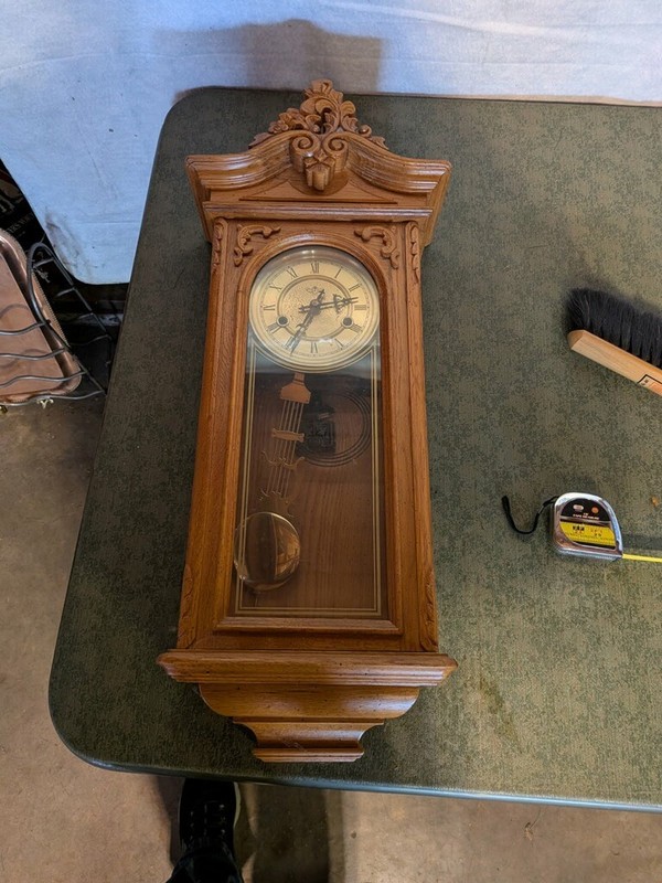 oak wall clock with pendulum