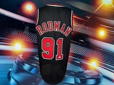 DENNIS RODMAN AUTOGRAPHED CUSTOM CHICAGO BULLS BLACK JERSEY JSA AUTHENTICATED