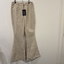 PrettyLittleThing Stone Woven Skinny Flare Trousers Pants Size AU 10 NWT