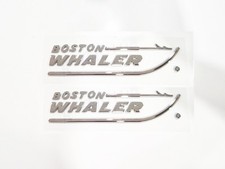 2Pc BOSTON WHALER Emblem 3D Badge Self-Adhesive ON BACK 8.75" Chrome
