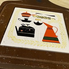 VTG CI Japan Wine Cracker Cheese Board Tile Magnet Serving Board MCM Trivet