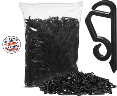 300 clips de luces navideñas para canalones de exterior, de plástico (negro)
