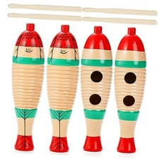  4 Pack Guiro Instrument Fish Shaped, Latin Percussion Instrument for Kids, 