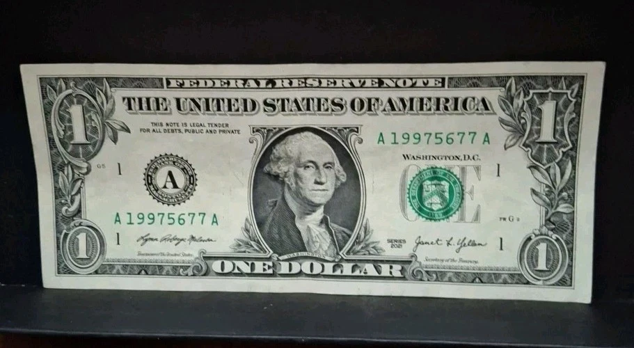 1997 Birthday/Anniversary Year $1 One Dollar Bill Fancy Serial Number FREE SHI - Image 2 of 3