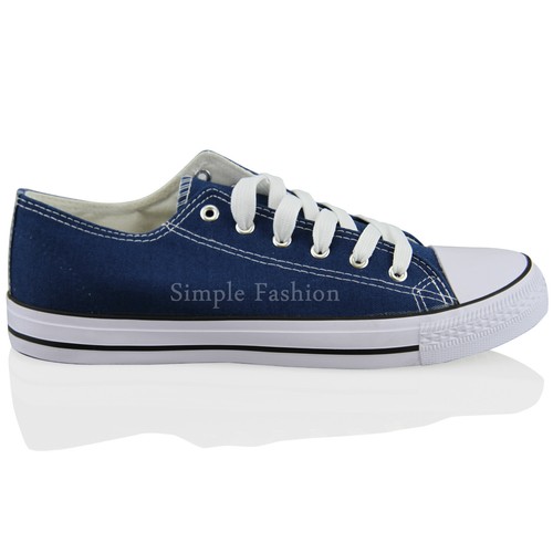 New Womens Shoes Girls Ladies Flat Canvas Pumps Lace Up Casual Trainers Size 3-8 - Picture 11 of 24