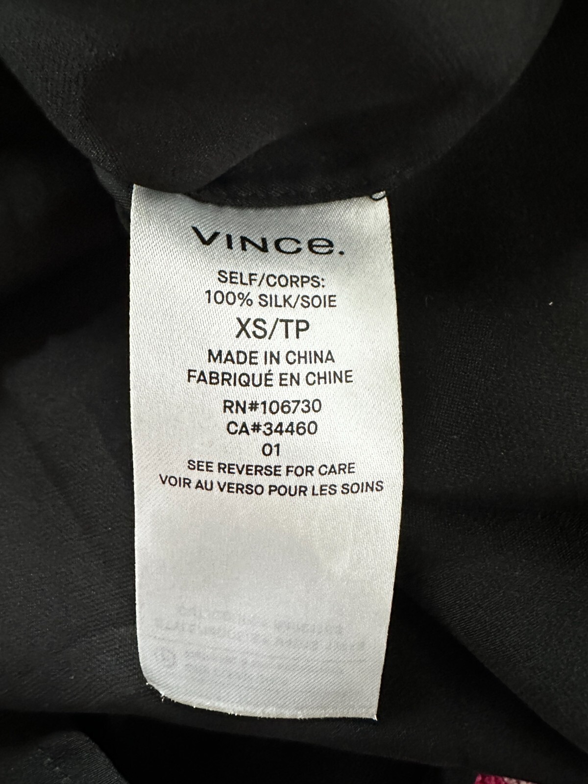 Vince Silk Drape Front Blouse Split Neckline Blac… - image 3
