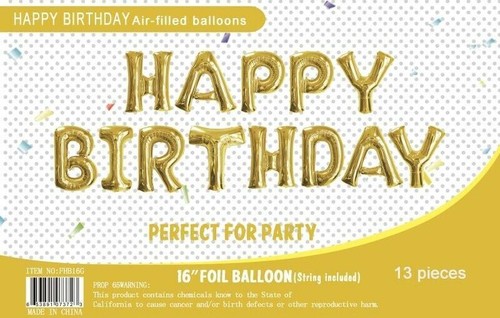 16" Gold Yellow Foil Balloons Happy Birthday Banner Decoration Events Party