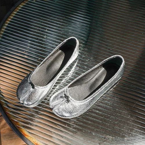 Scarpe donna slip on pelle nuove punta spaccata ballerine mocassini piatti scarpe ballerine - Foto 1 di 23