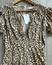 NWT Faithfull The Brand Marie Louise Midi Dress Leopard Animal Print US 6 M 