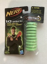 NERF Vortex Ammo 10 Discs Refill Original NEW Sealed Package Green Foam Hasbro