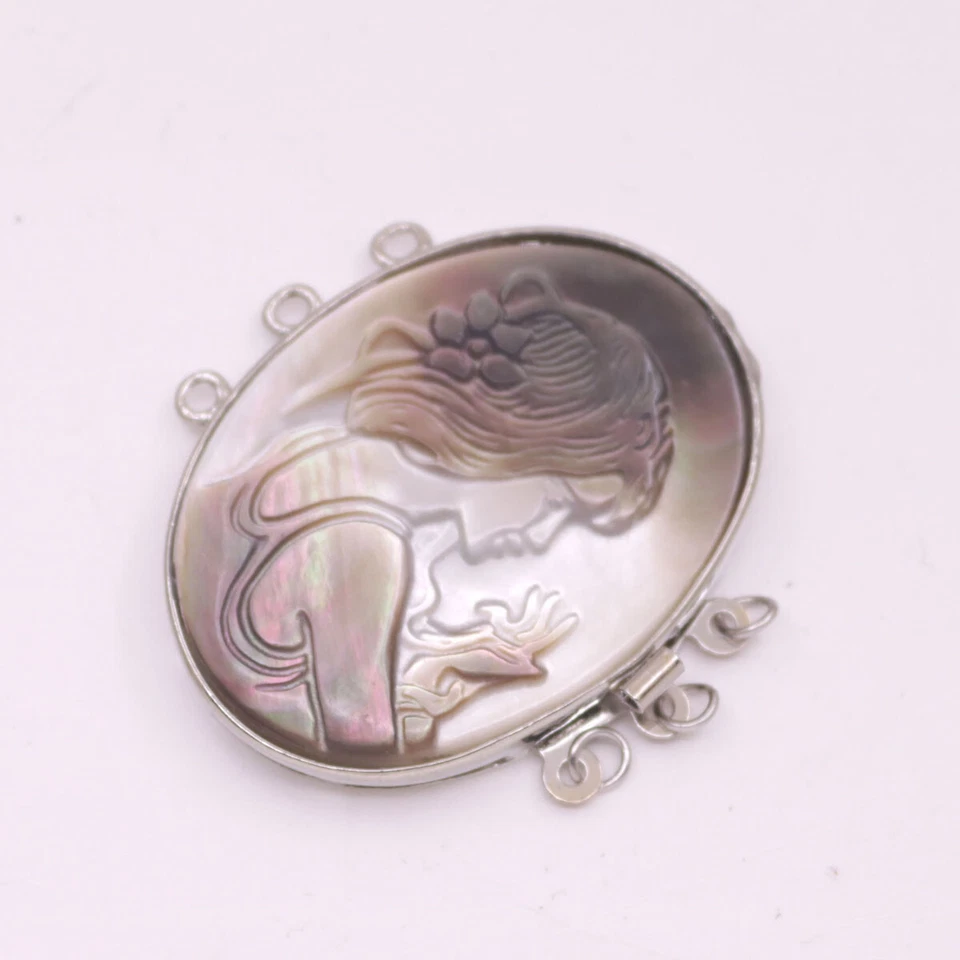 Cierres de joyería de belleza camafeo gris natural 25 mm X 30 mm elipse Foto 3 de 4