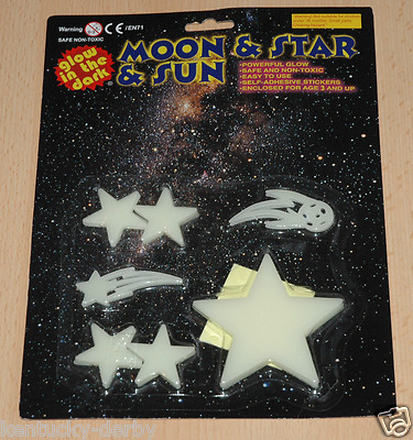 Selbstklebende Leuchtsticker Moon Star Sun - Sterne - 24-teilig NEU OVP